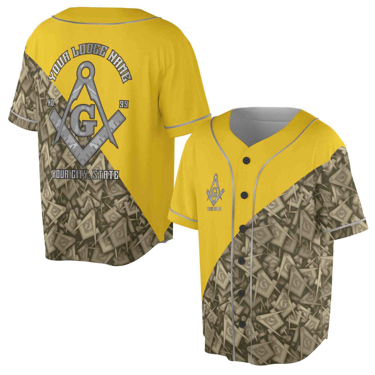 Personalized Freemason Father Of All Golden Line Baseball Jersey S-5XL - FUKAMASONIC
