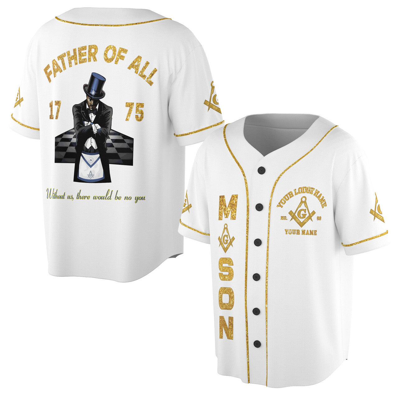 Personalized Freemason Father Of All Golden Line Baseball Jersey S-5XL - FUKAMASONIC