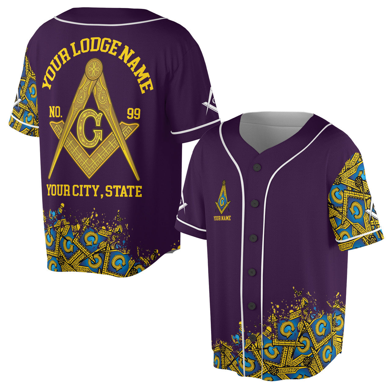 Customized Blue Lodge Master Mason Mansonic Baseball Jersey S-5XL - FUKAMASONIC