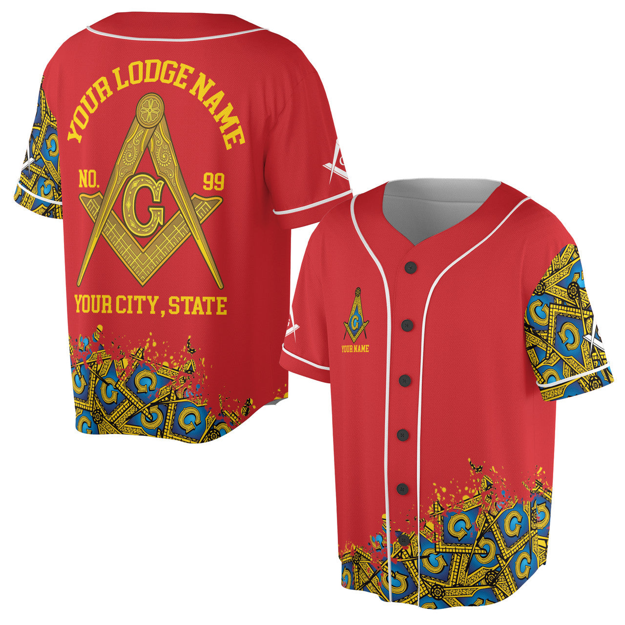 Customized Blue Lodge Master Mason Mansonic Baseball Jersey S-5XL - FUKAMASONIC
