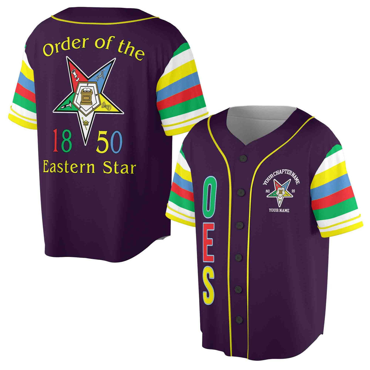 Personalized Order of the Eastern Star OES 1850 Baseball Jersey S-5XL - FUKAMASONIC