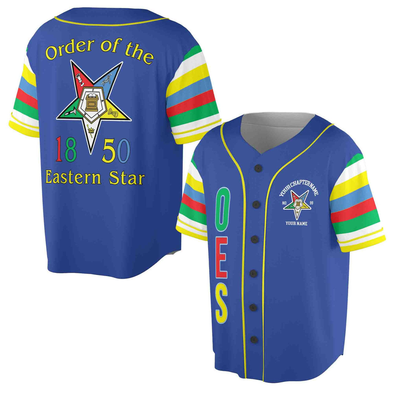 Personalized Order of the Eastern Star OES 1850 Baseball Jersey S-5XL - FUKAMASONIC