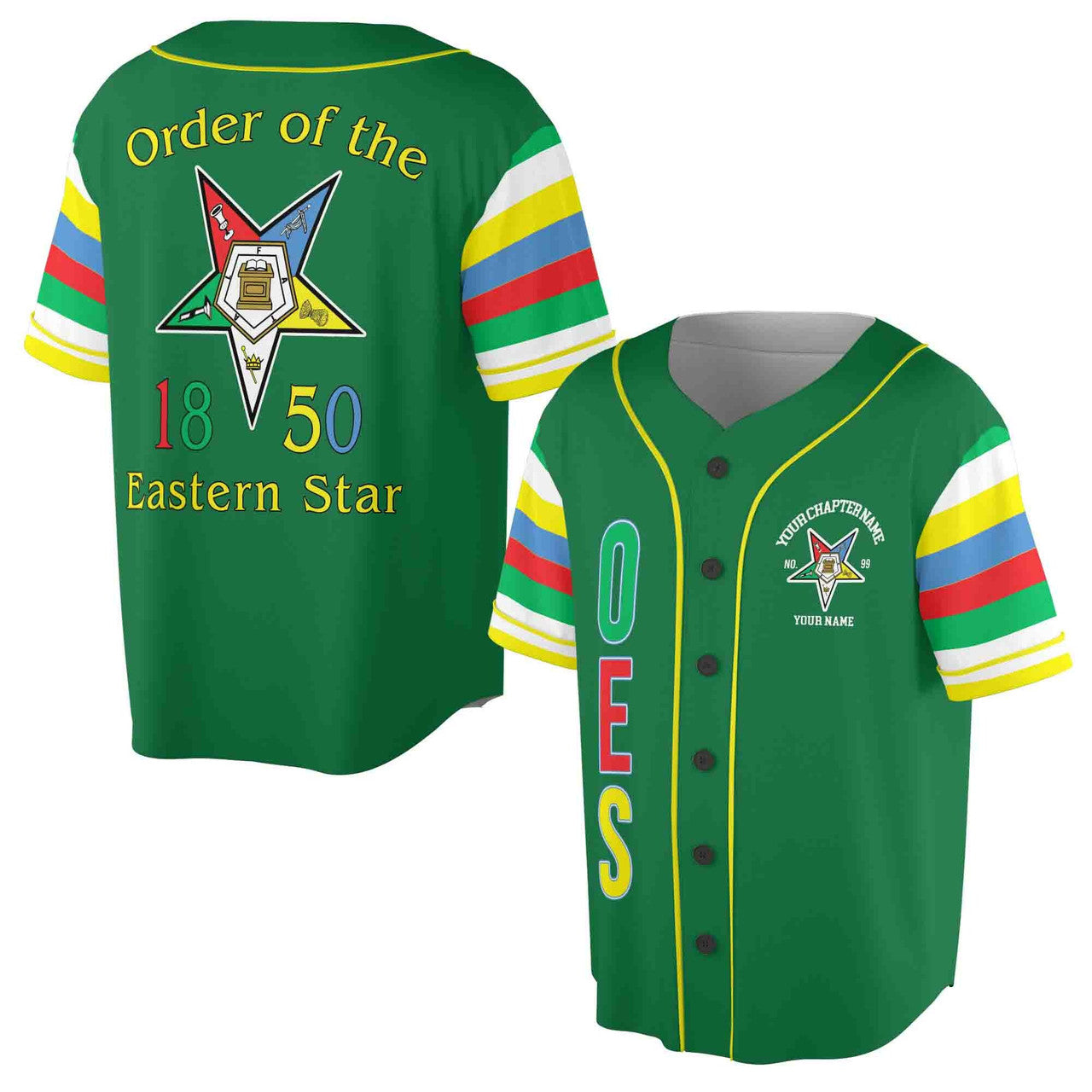 Personalized Order of the Eastern Star OES 1850 Baseball Jersey S-5XL - FUKAMASONIC