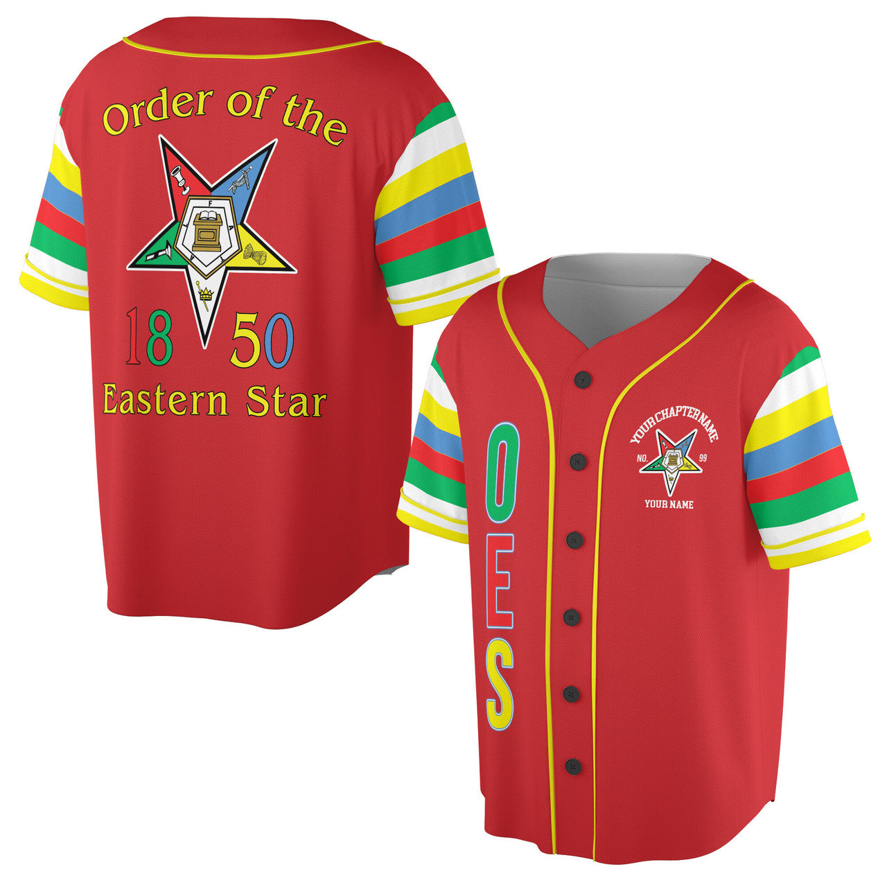 Personalized Order of the Eastern Star OES 1850 Baseball Jersey S-5XL - FUKAMASONIC