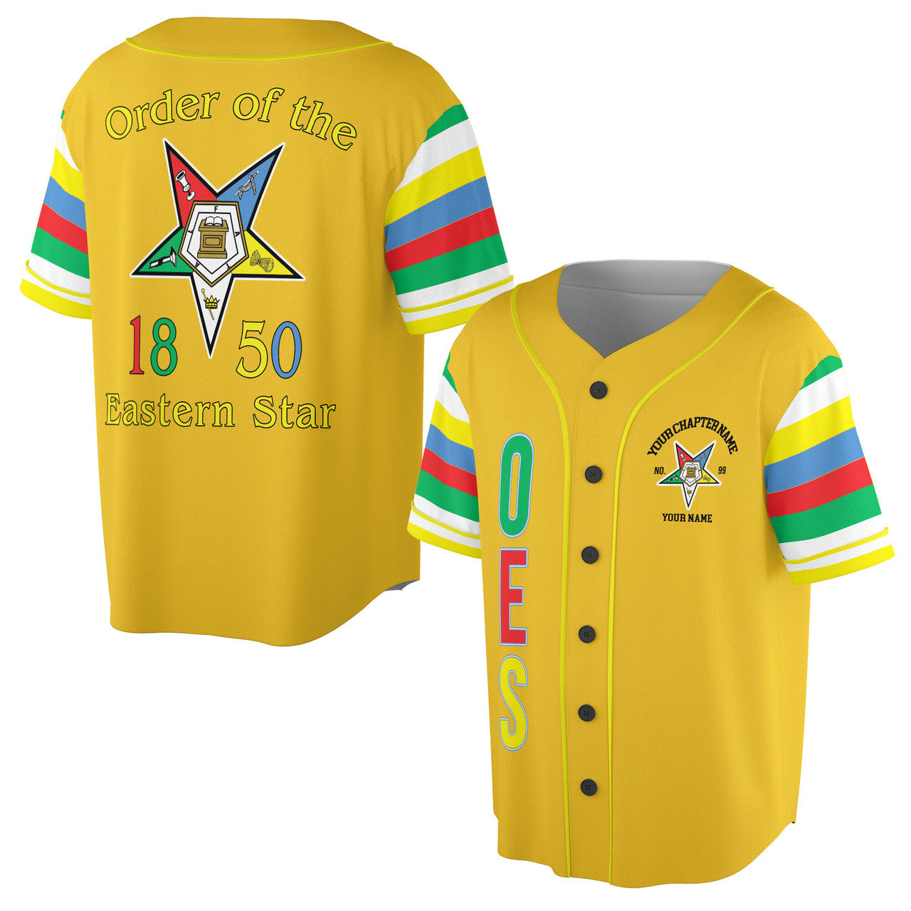 Personalized Order of the Eastern Star OES 1850 Baseball Jersey S-5XL - FUKAMASONIC