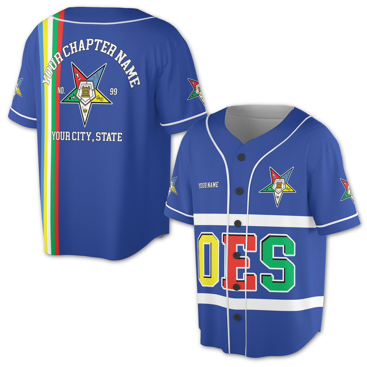 Personalized Multi-color Order of the Eastern Star OES AF&AM Baseball Jersey S-5XL - FUKAMASONIC