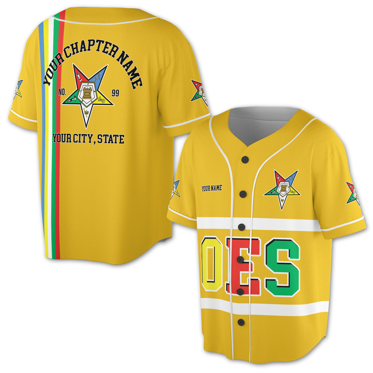 Personalized Multi-color Order of the Eastern Star OES AF&AM Baseball Jersey S-5XL - FUKAMASONIC