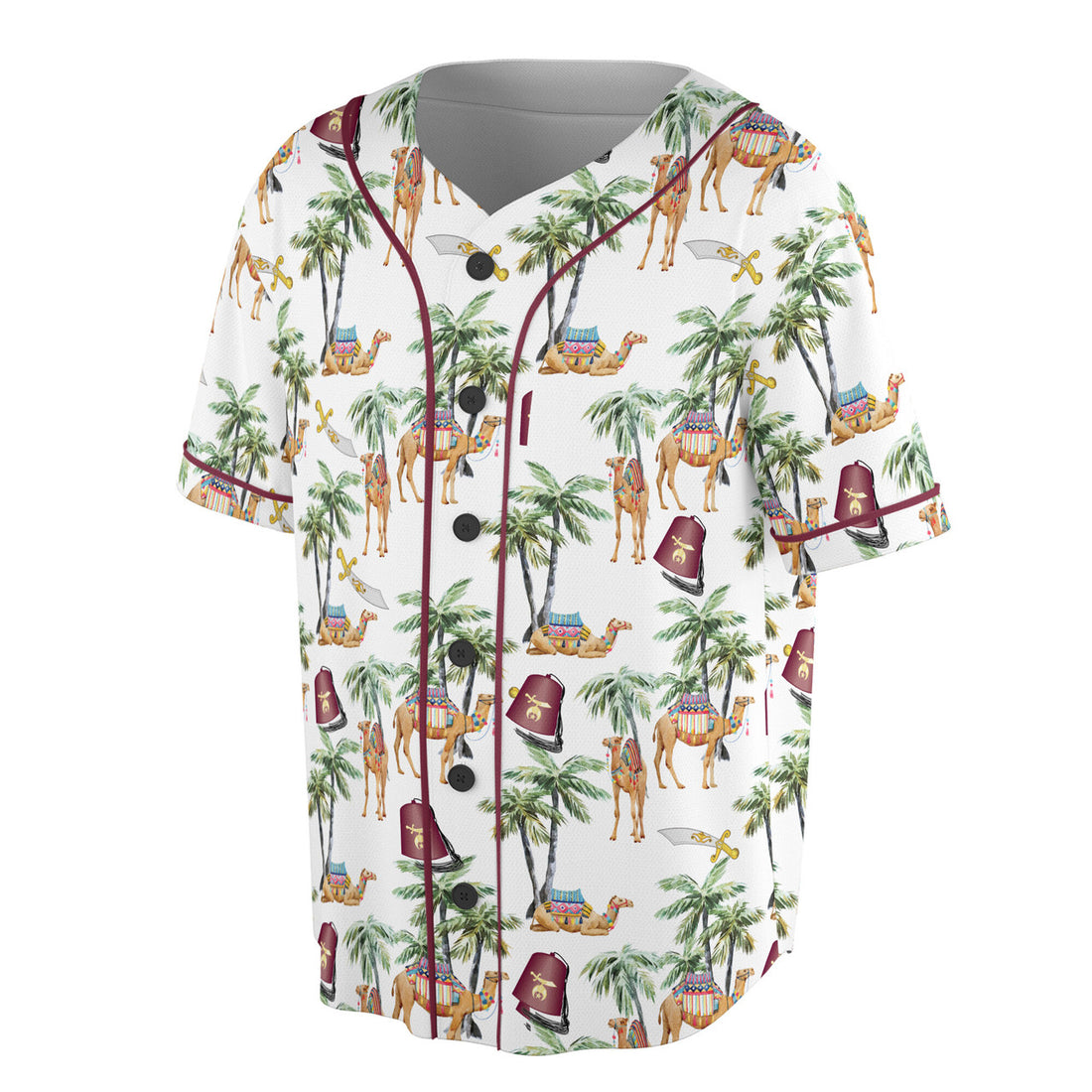 Personalized Noble Shriner Palm Tree With Camel Arabic Baseball Jersey S-5XL