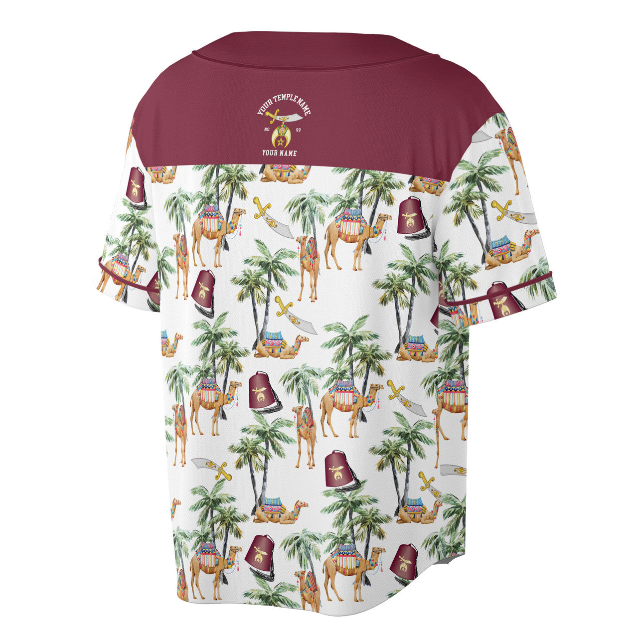 Personalized Noble Shriner Palm Tree With Camel Arabic Baseball Jersey S-5XL - FUKAMASONIC