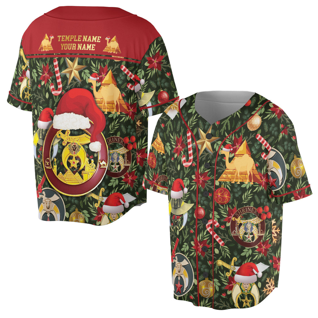Personalized Noble Shriner Merry Christmas Baseball Jersey S-5XL