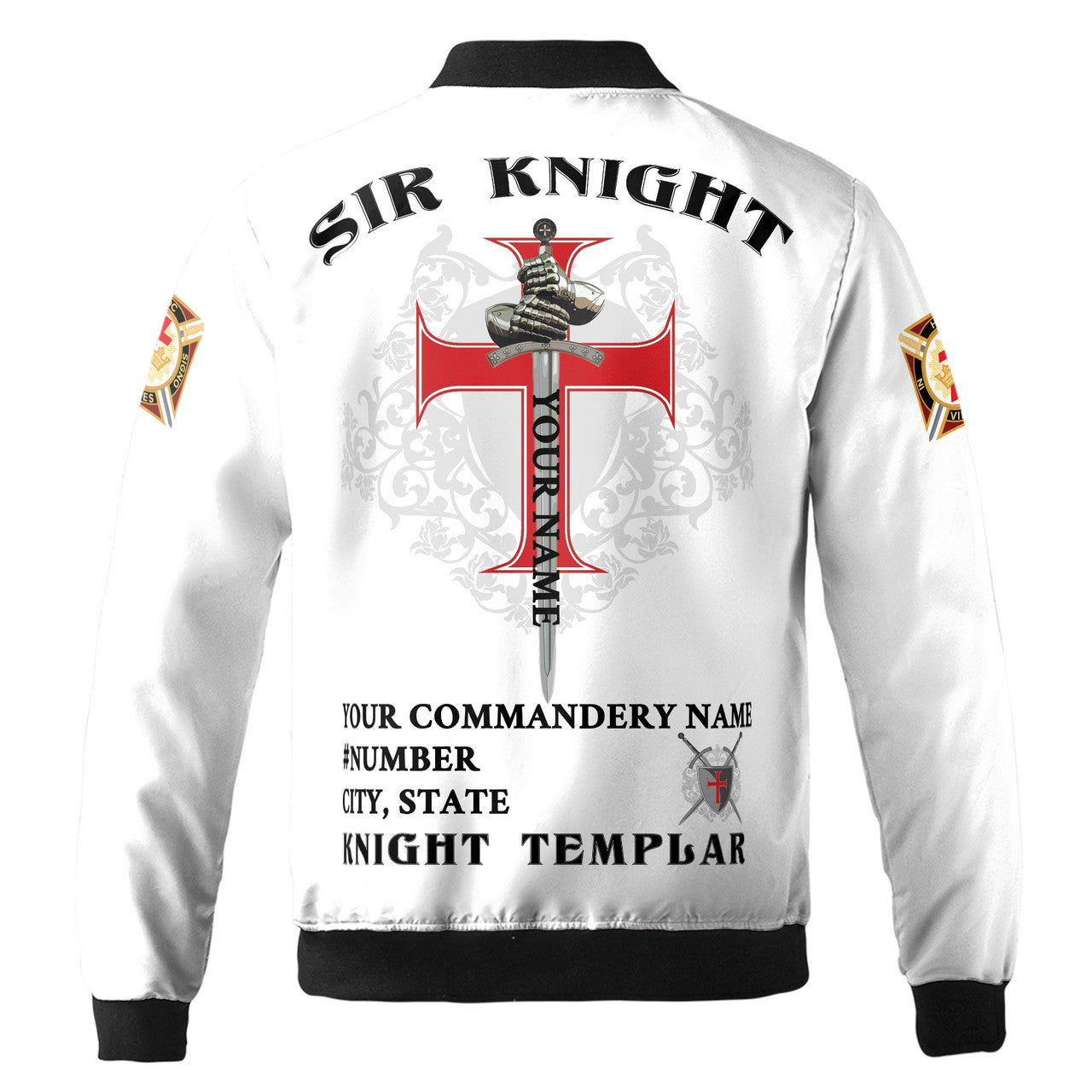 Customized Commandery Sir Knight Freemasonry Knights Templar Bomber Jacket S-5XL - FUKAMASONIC