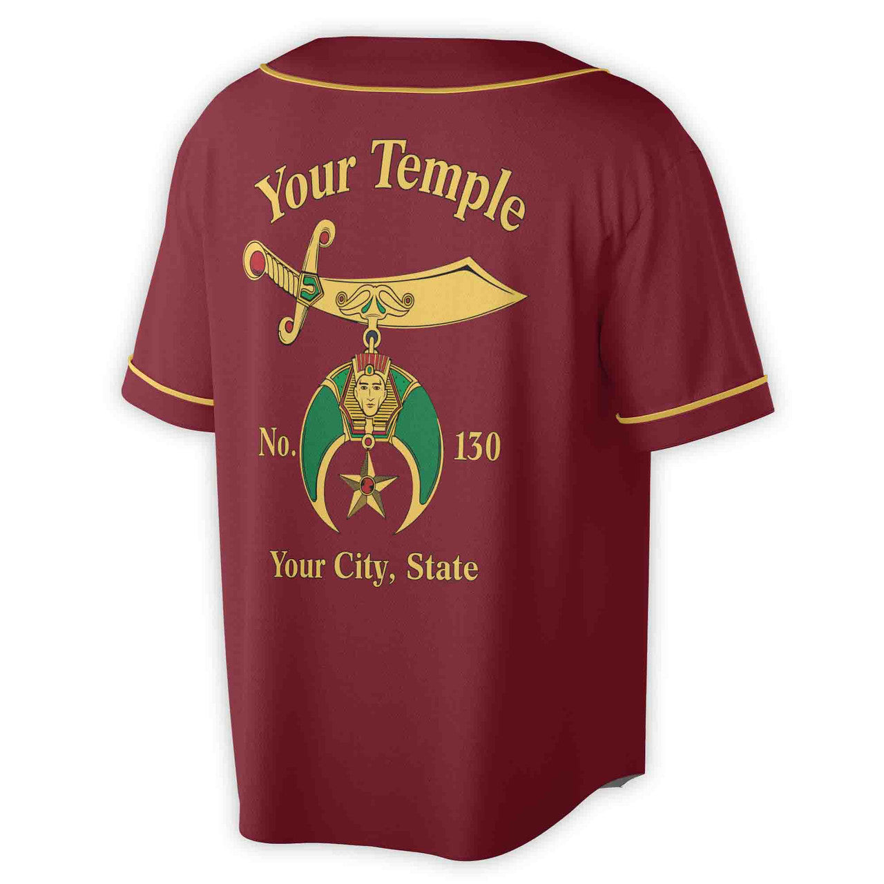 Custom Your Temple Name Noble Shriners 3D Baseball Jersey Size S-5XL - FUKAMASONIC