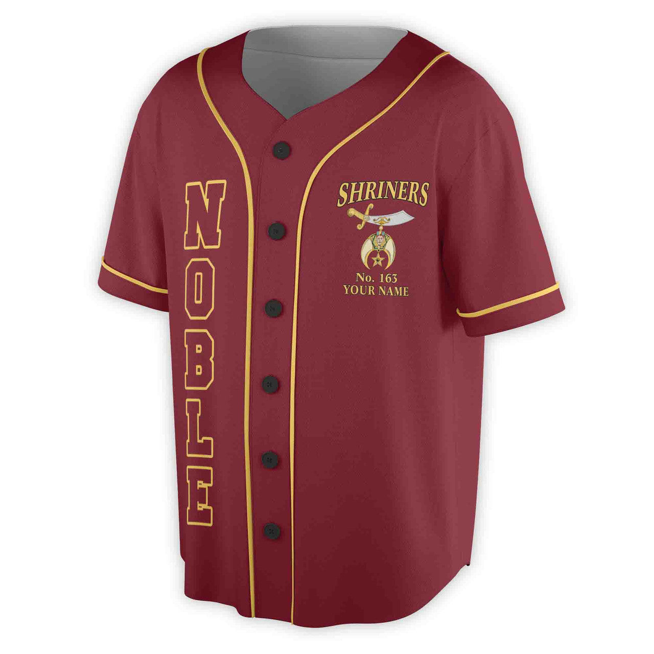 Custom Name Number Temple Shriners Noble Freemason Baseball Jersey S-5XL - FUKAMASONIC