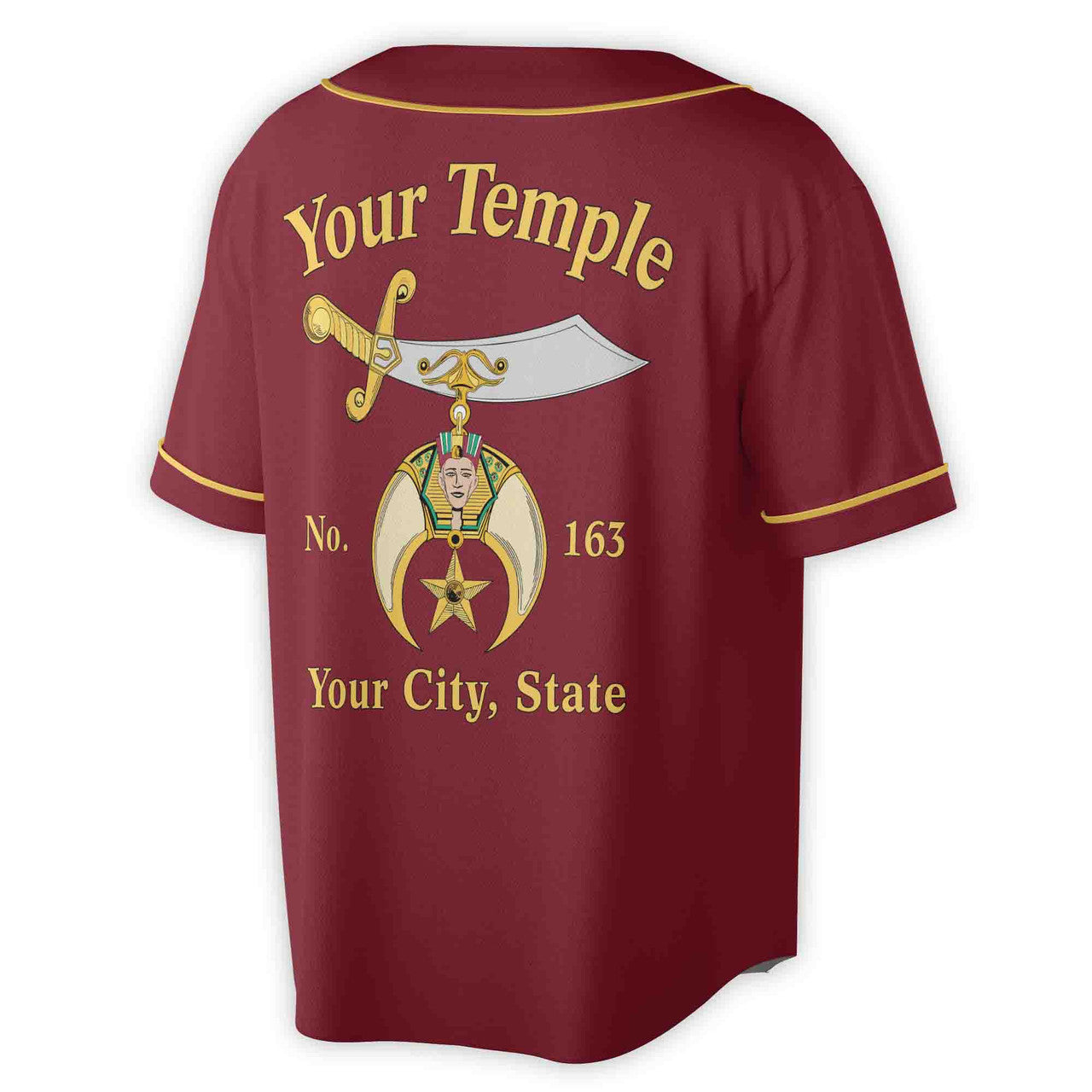 Custom Name Number Temple Shriners Noble Freemason Baseball Jersey S-5XL - FUKAMASONIC