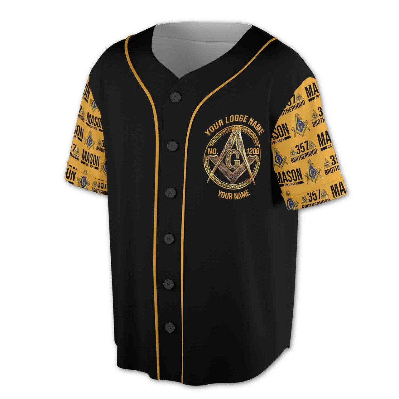 Custom Lodge Name Number Freemason Baseball Shirt Camouflage 3D Baseball Jersey Size S-5XL - FUKAMASONIC