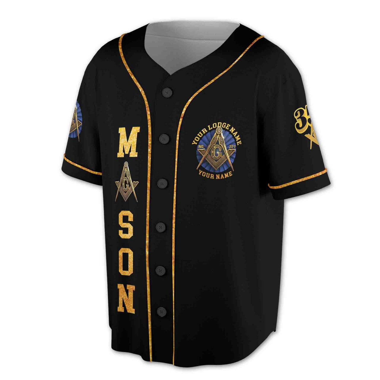 Freemason Symbol Custom Name Lodge Name Number 3D Baseball Jersey Size S-5XL - FUKAMASONIC