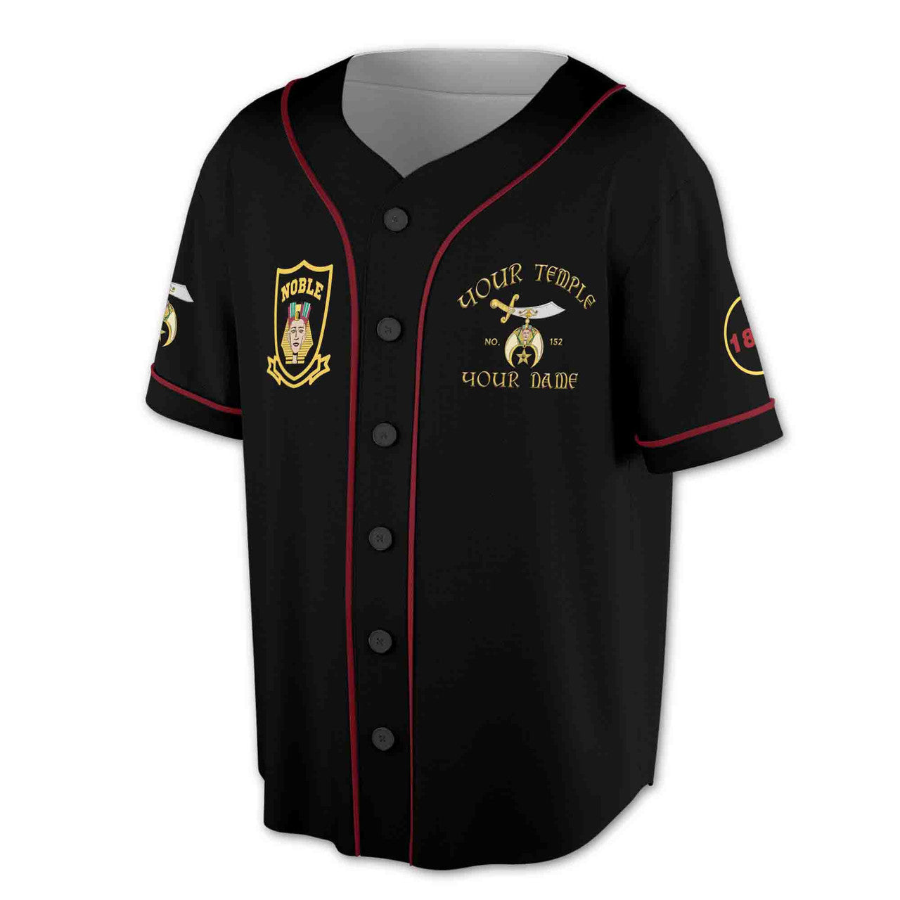 Temple Nobles Mystic Shrine Custom Baseball Jersey Shirt S-5XL - FUKAMASONIC