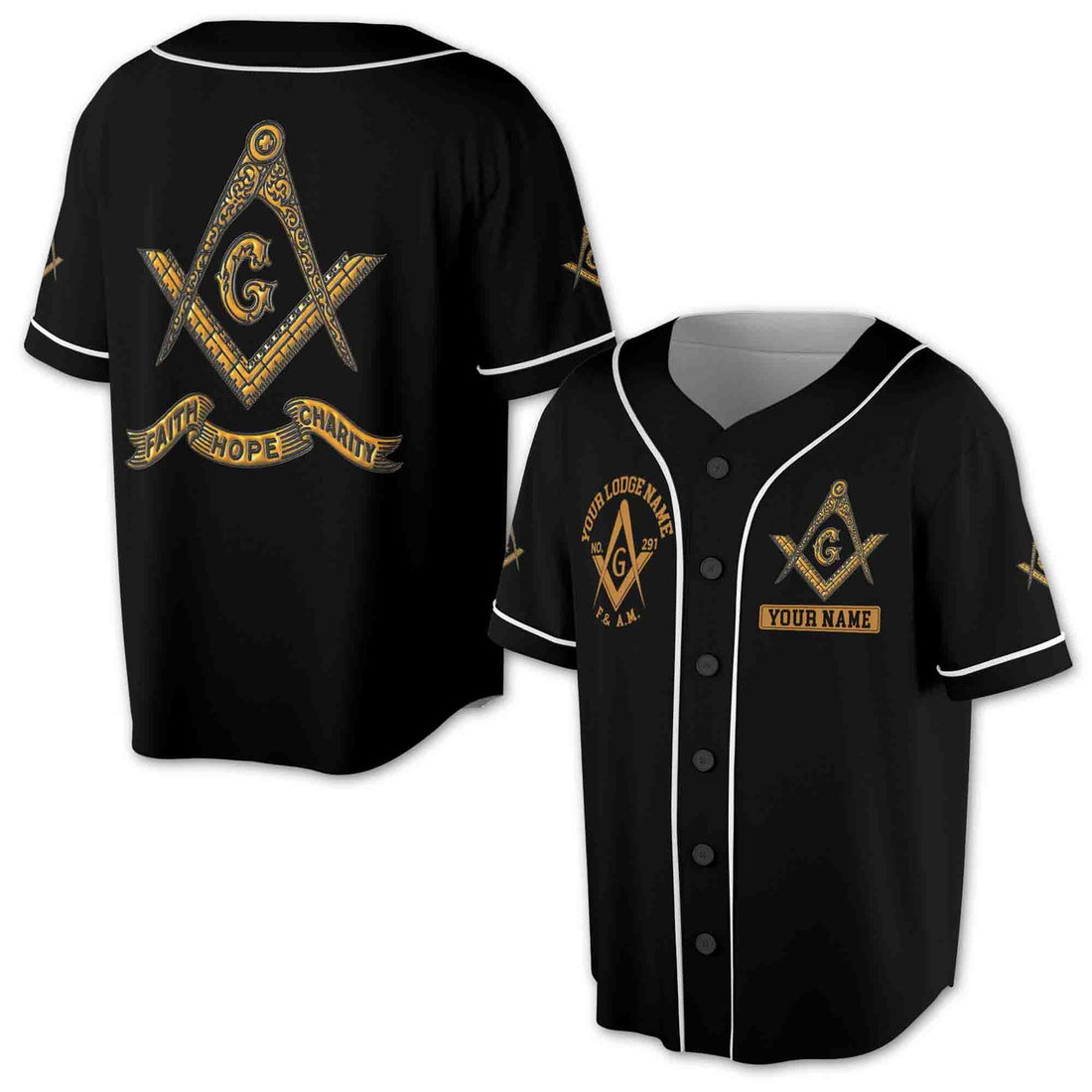 Customize Freemason Lodge Name, Number, Name Custom Baseball Jersey S-5XL