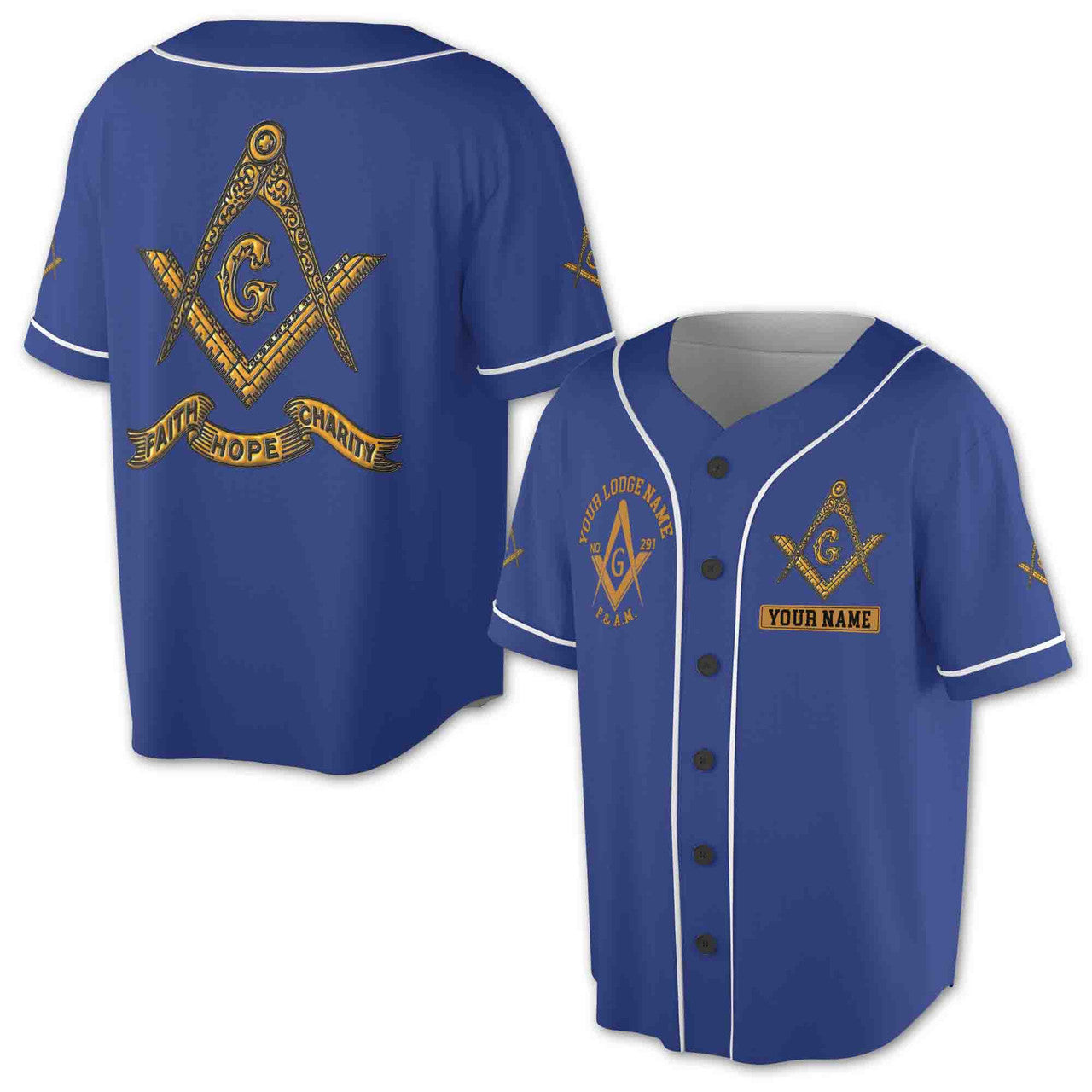 Customize Freemason Lodge Name, Number, Name Custom Baseball Jersey S-5XL - FUKAMASONIC