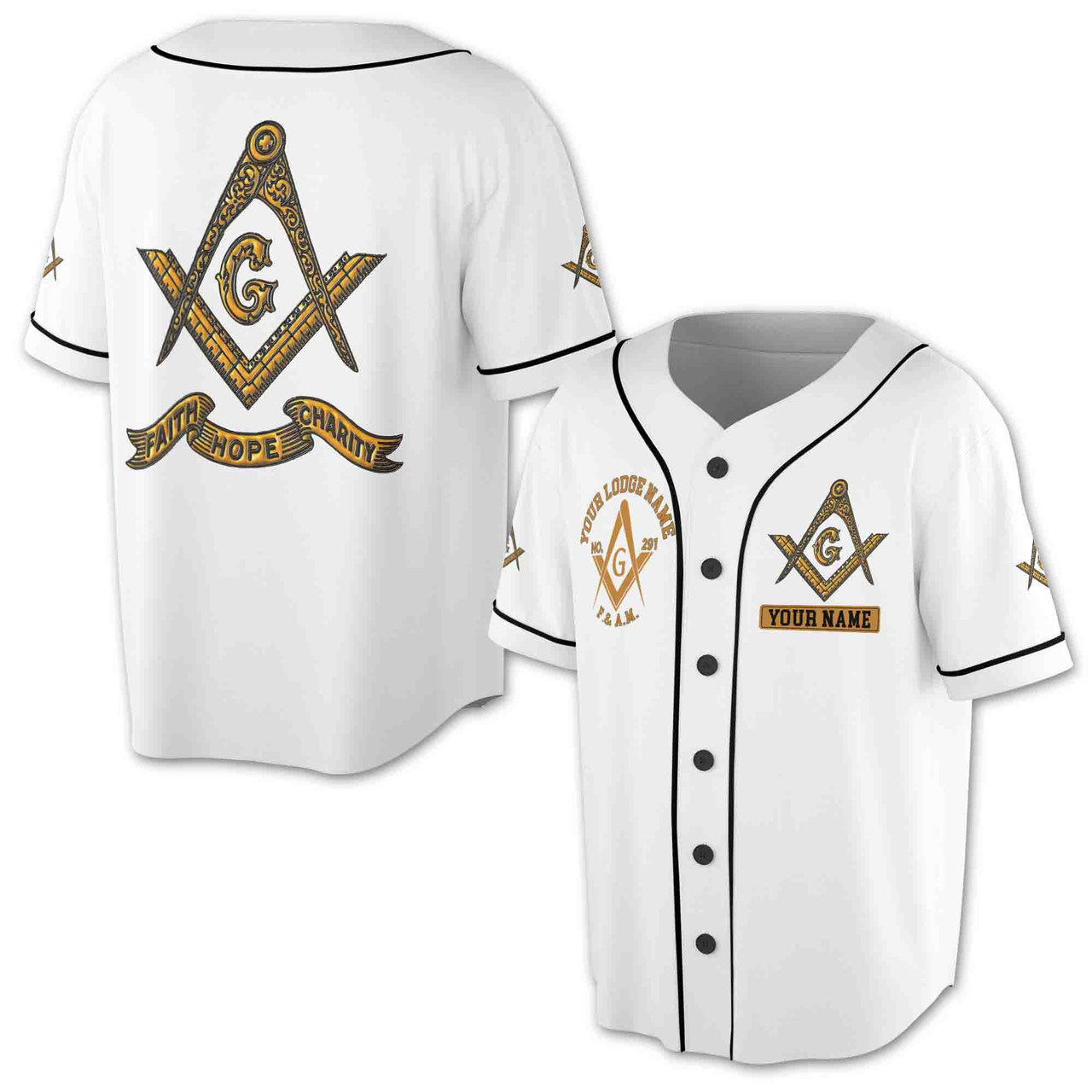 Customize Freemason Lodge Name, Number, Name Custom Baseball Jersey S-5XL - FUKAMASONIC