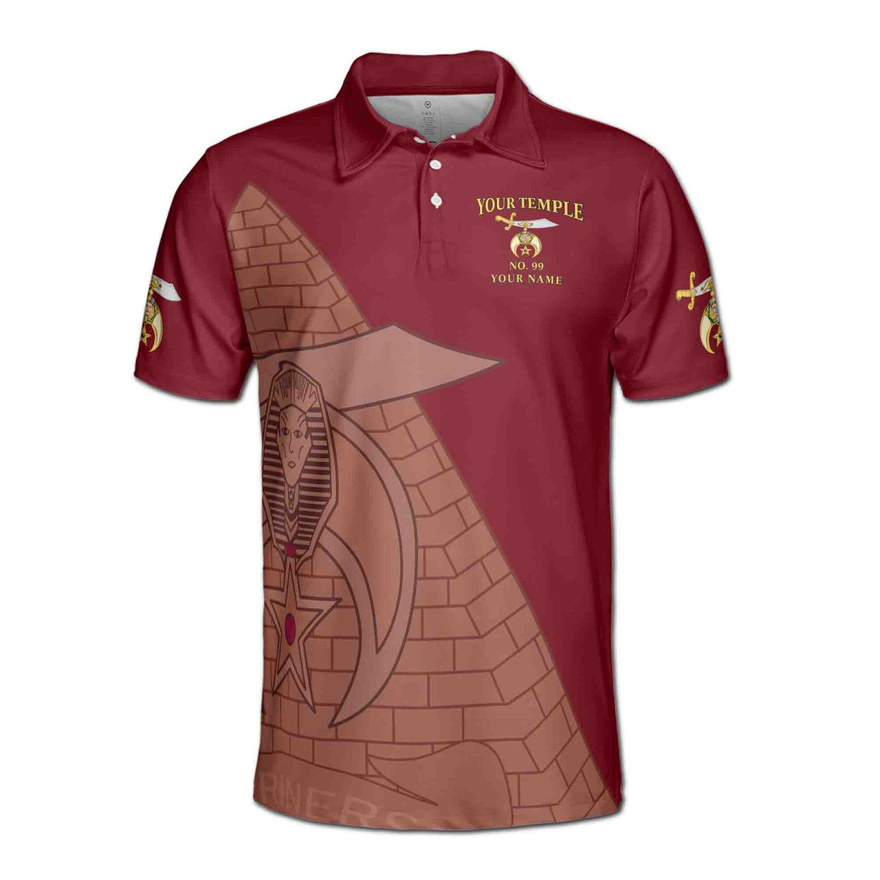 Custom Name Temple Shriners Noble Ancient Egypt Pyramid Men's Polo Shirt S-5XL - FUKAMASONIC