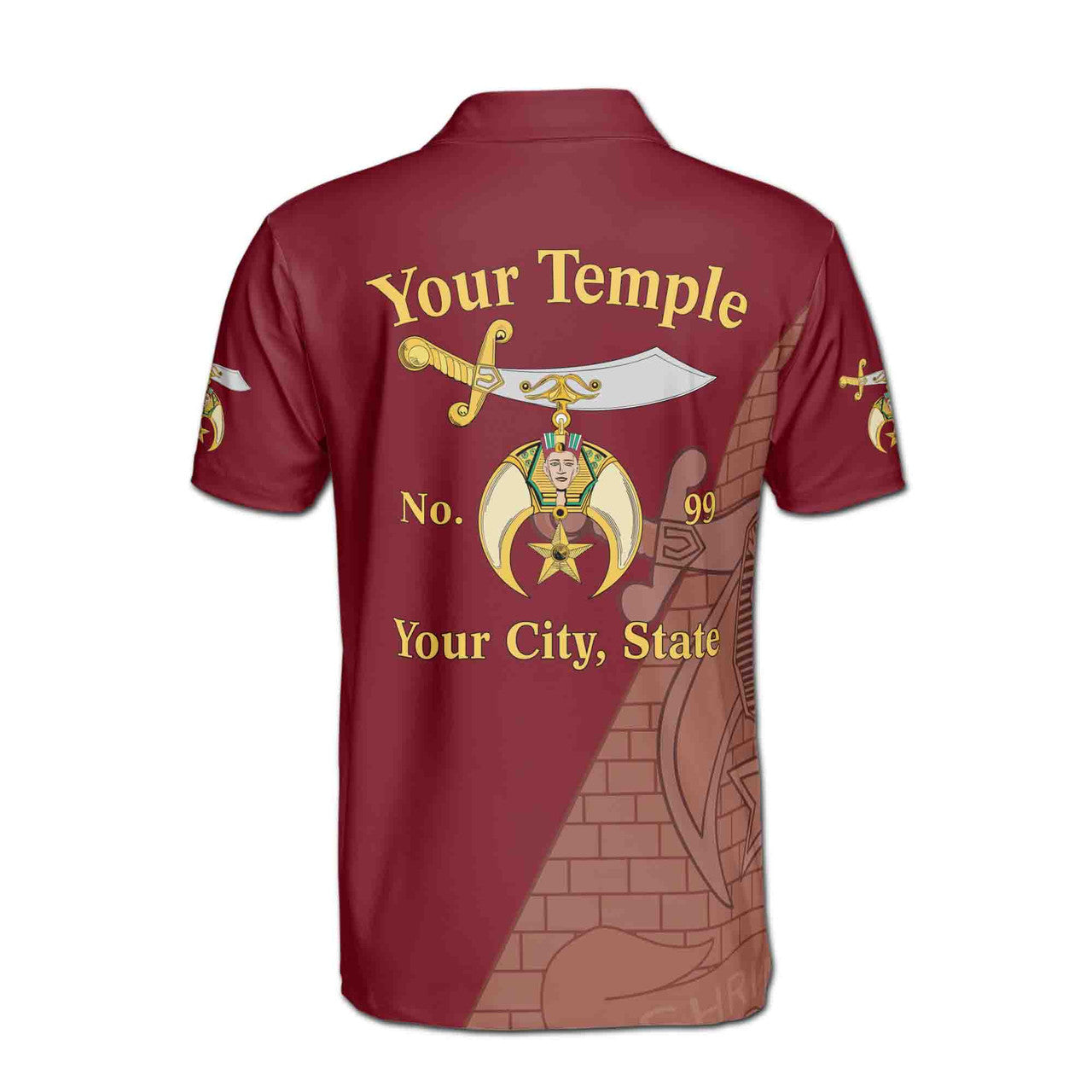 Custom Name Temple Shriners Noble Ancient Egypt Pyramid Men's Polo Shirt S-5XL - FUKAMASONIC