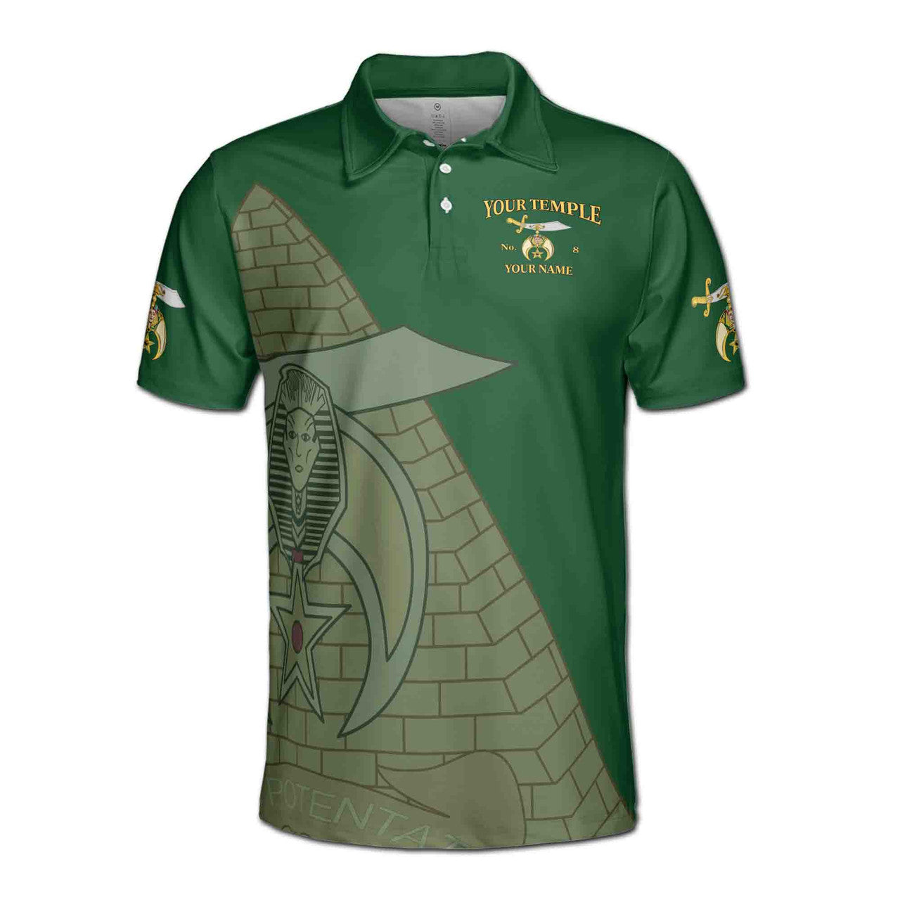 Custom Temple Shriners Noble Ancient Egypt Past Potentate Men's Polo Shirt S-5XL - FUKAMASONIC