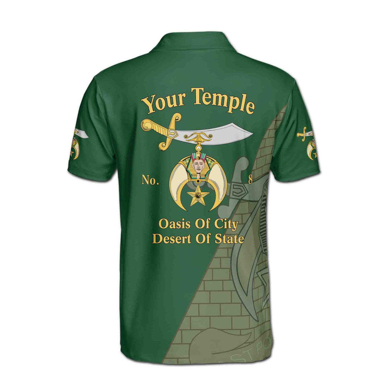 Custom Temple Shriners Noble Ancient Egypt Past Potentate Men's Polo Shirt S-5XL - FUKAMASONIC
