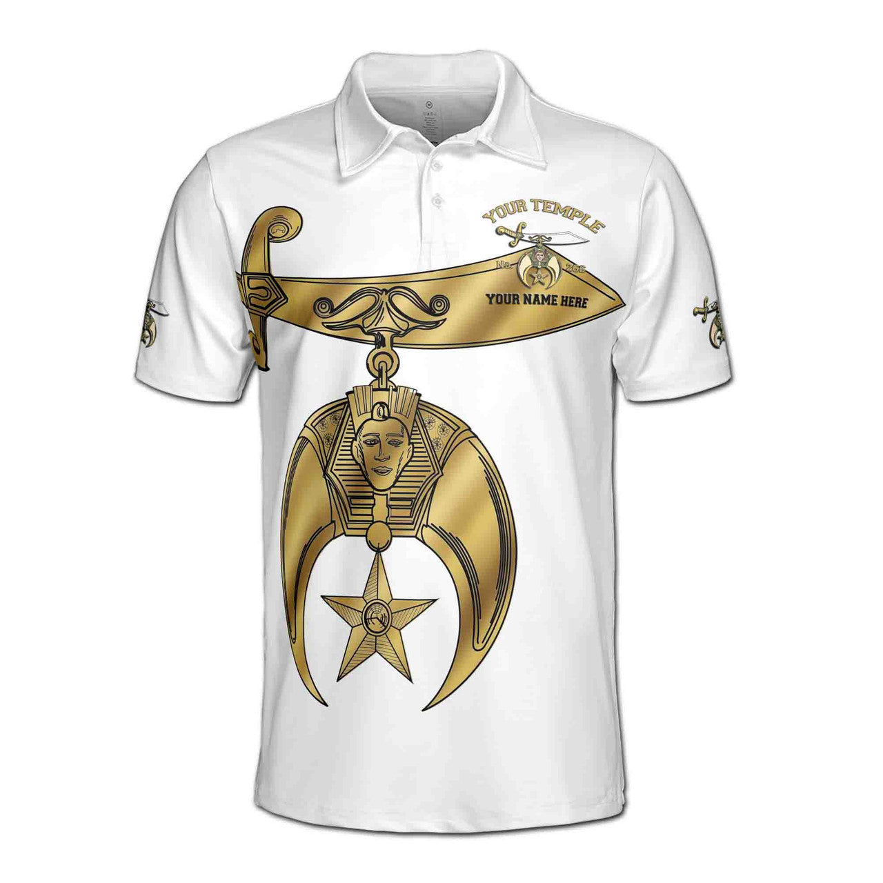 Custom Name Temple Name Noble Ancient Shriners Emblem Men's Polo Shirt S-5XL - FUKAMASONIC