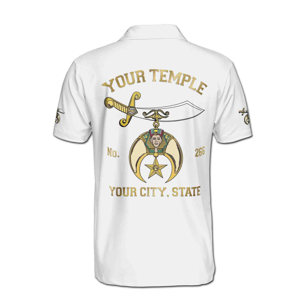 Custom Name Temple Name Noble Ancient Shriners Emblem Men's Polo Shirt S-5XL - FUKAMASONIC