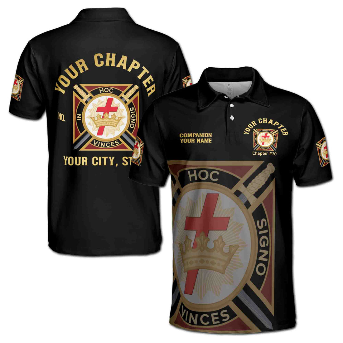 Customize Name Chapter Masonic Knights Templar Freemasonry Men's Polo Shirt - FUKAMASONIC
