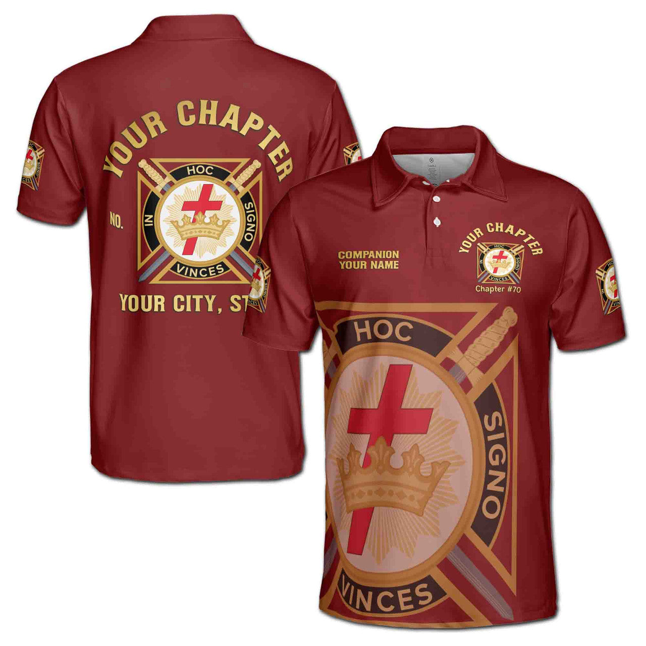 Customize Name Chapter Masonic Knights Templar Freemasonry Men's Polo Shirt - FUKAMASONIC