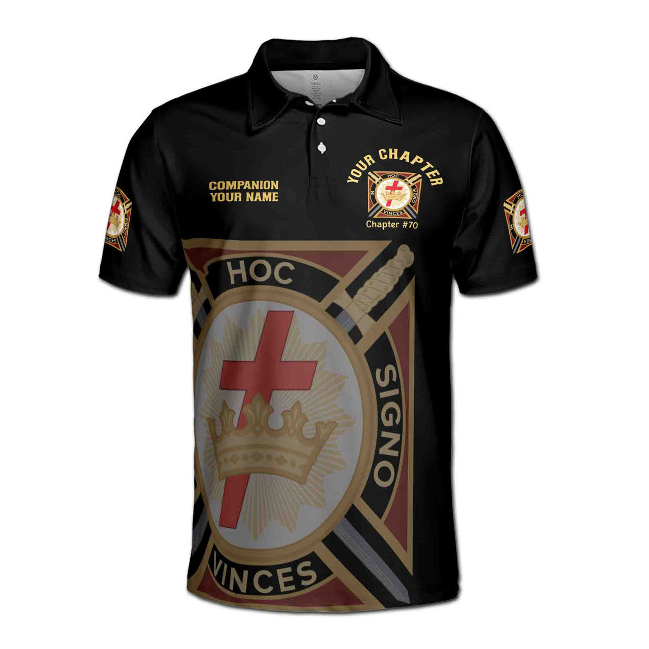 Customize Name Chapter Masonic Knights Templar Freemasonry Men's Polo Shirt - FUKAMASONIC
