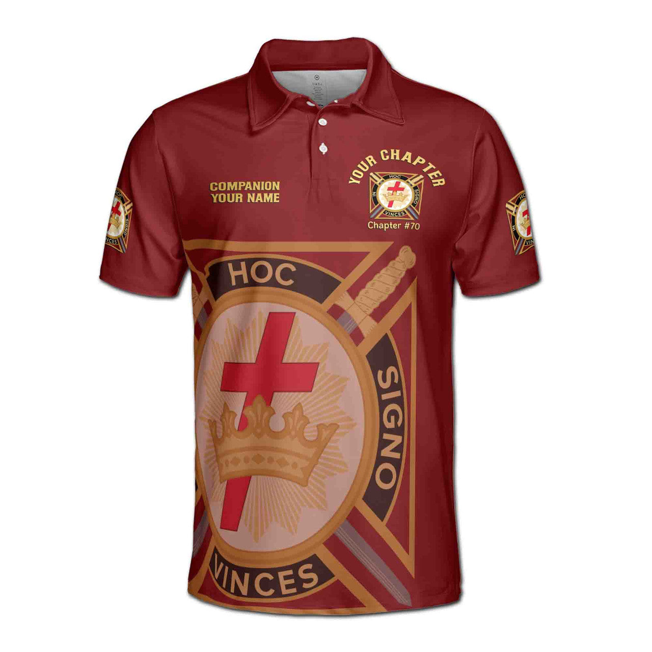 Customize Name Chapter Masonic Knights Templar Freemasonry Men's Polo Shirt - FUKAMASONIC