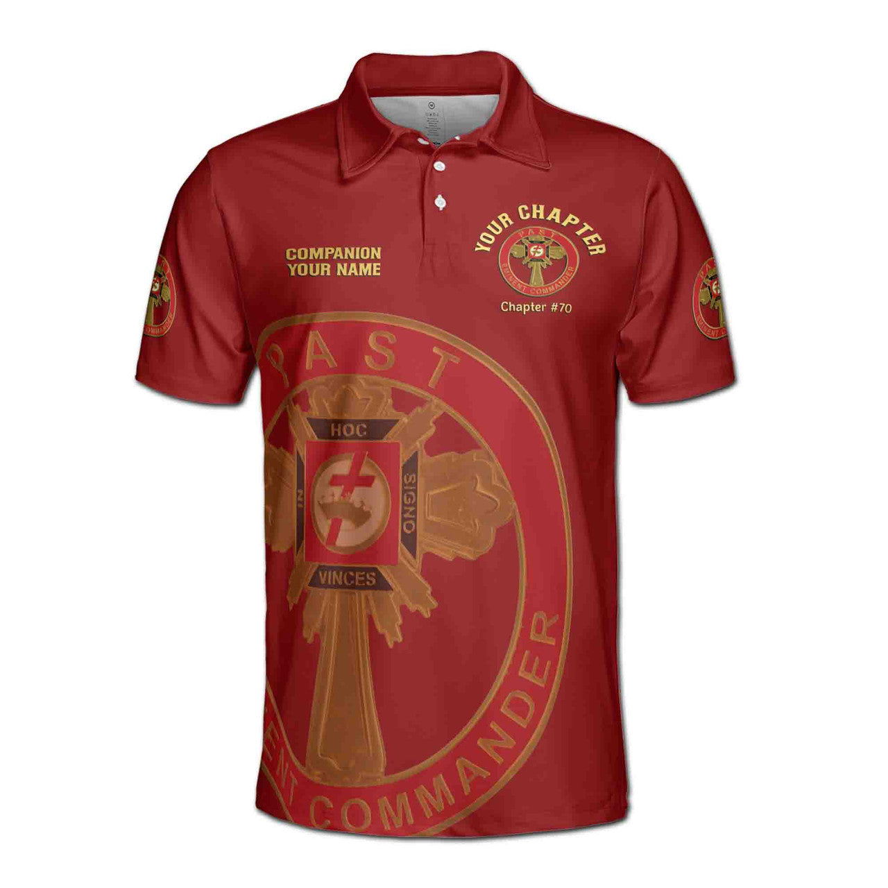 Customize Name Chapter Masonic Knights Templar Past Commander Men's Polo Shirt - FUKAMASONIC