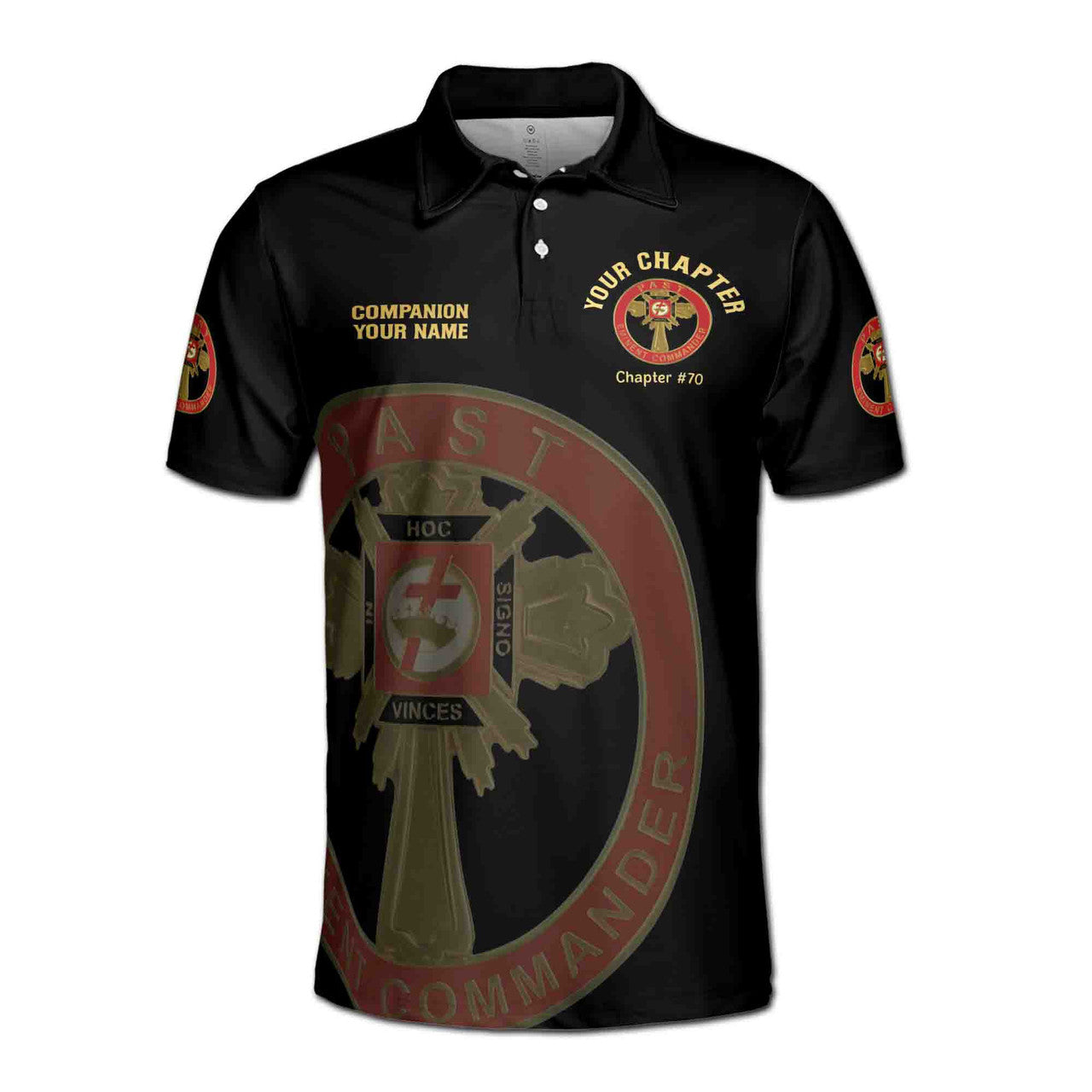 Customize Name Chapter Masonic Knights Templar Past Commander Men's Polo Shirt - FUKAMASONIC
