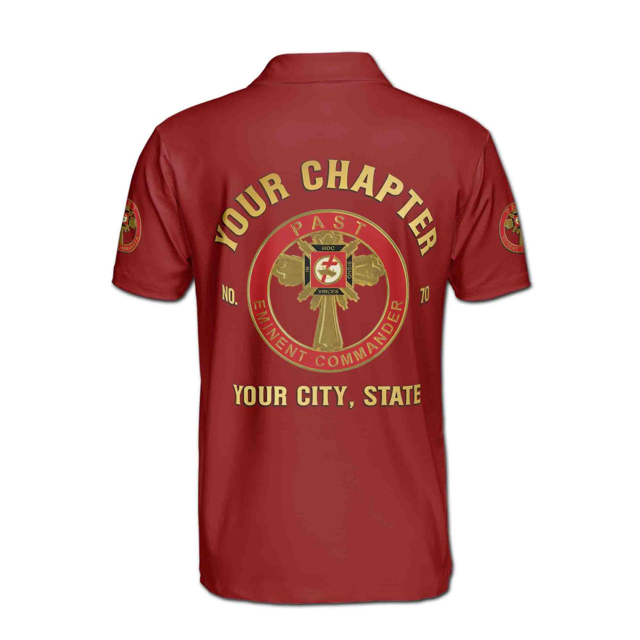 Customize Name Chapter Masonic Knights Templar Past Commander Men's Polo Shirt - FUKAMASONIC