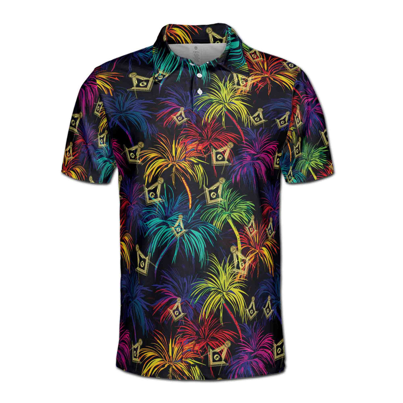 Master Mason Freemasonry Mansonic Neon Palm Tree Men's Polo Shirt S-5XL - FUKAMASONIC