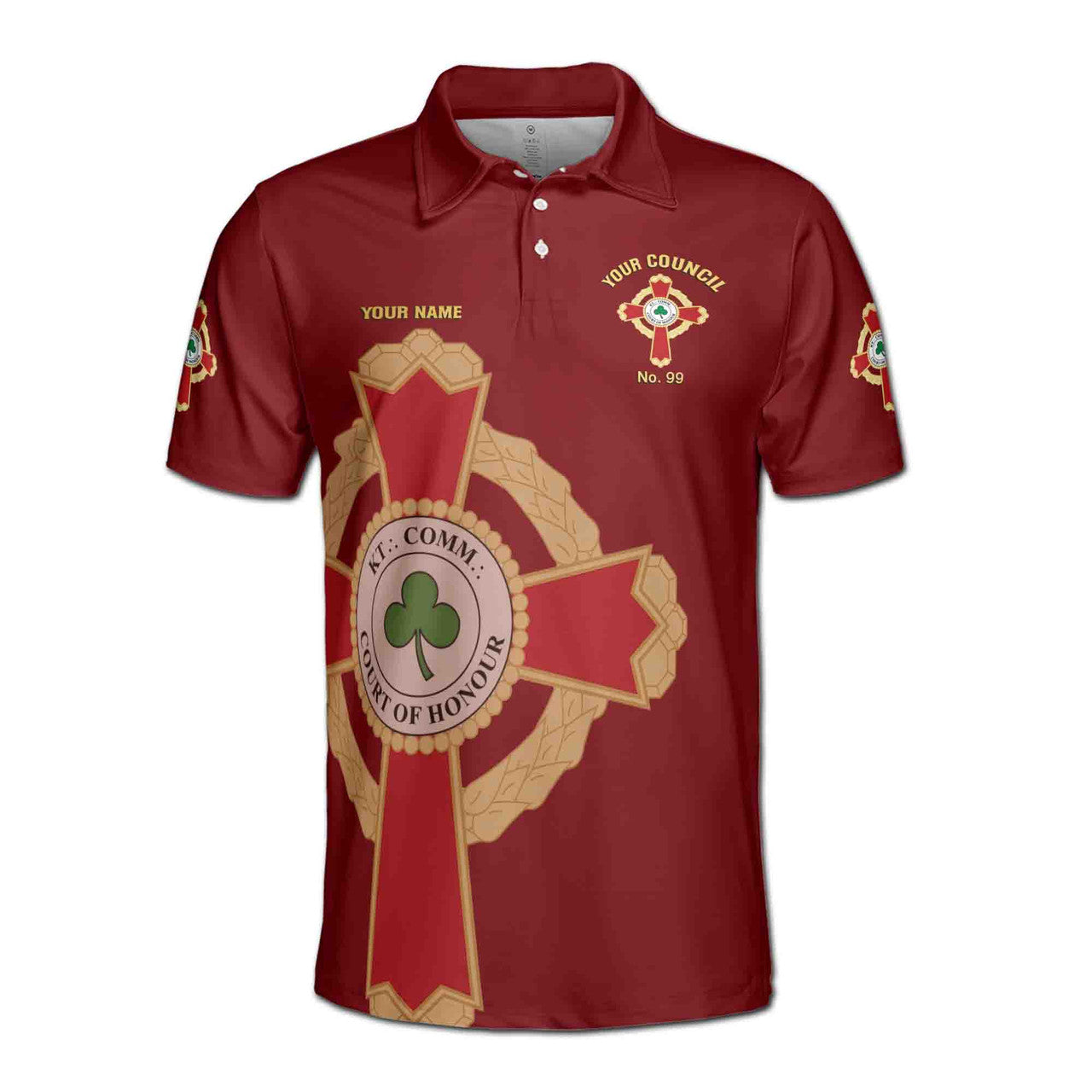 Customize Name Knights Templar Commander Court of Honor Men's Polo Shirt S-5XL - FUKAMASONIC