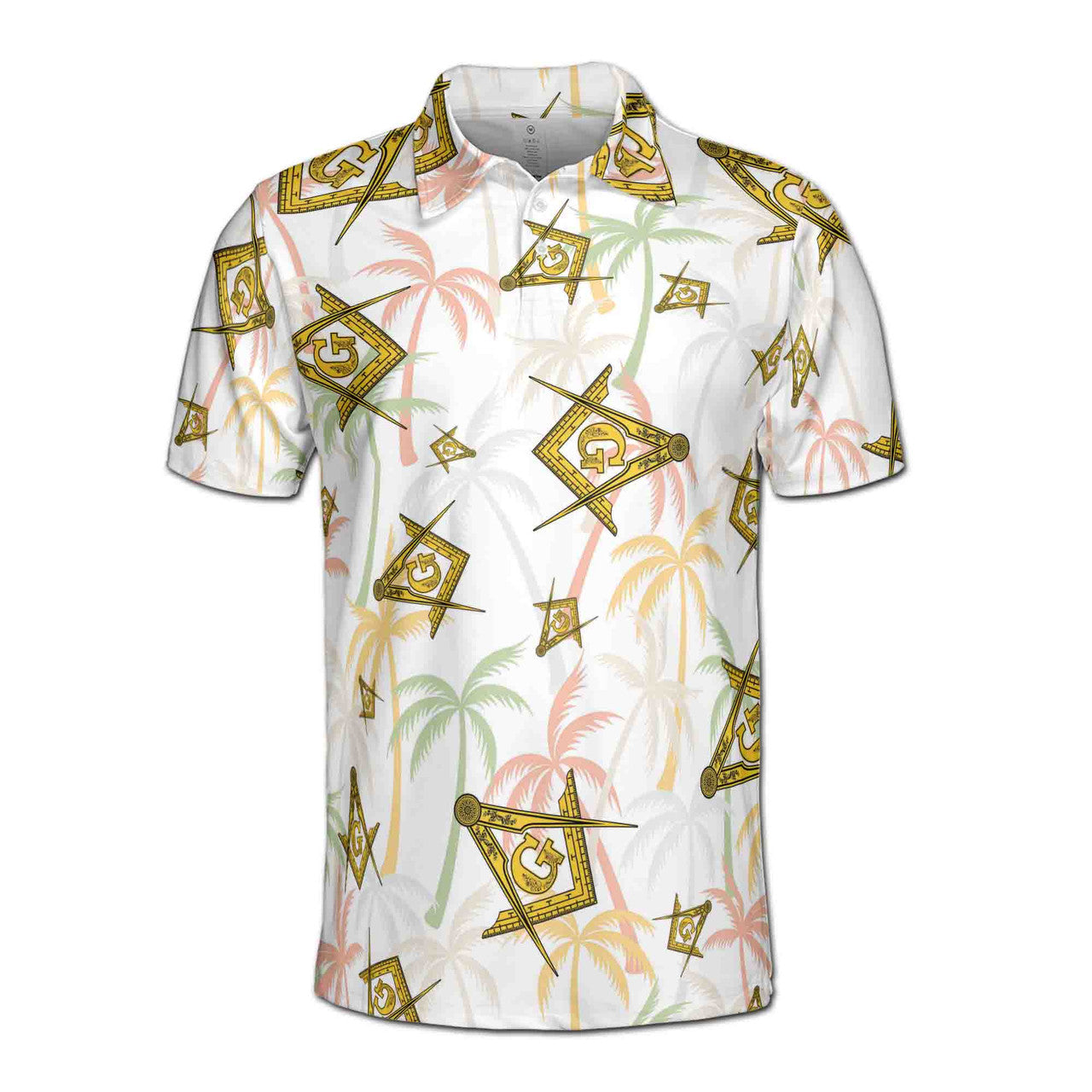 Custom Masonic Master Mason Tropical Summer Pattern Men's Polo Shirt S-5XL - FUKAMASONIC