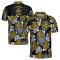 Customize Freemasonry Master Mason Black Tropical Floral Men's Polo Shirt S-5XL - FUKAMASONIC