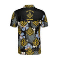 Customize Freemasonry Master Mason Black Tropical Floral Men's Polo Shirt S-5XL - FUKAMASONIC