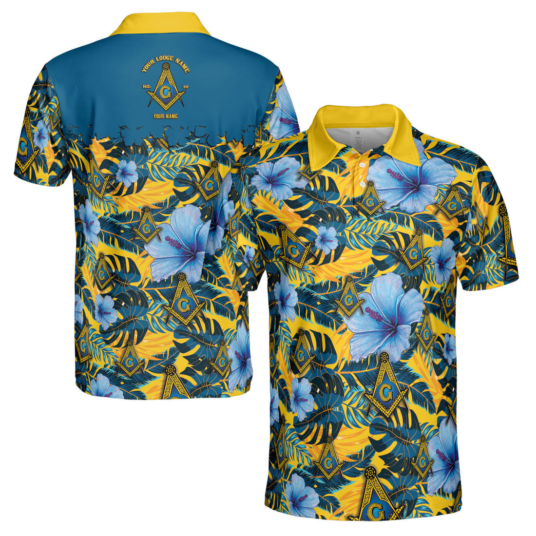 Personalized Masonic Freemason Tropical Floral Men's Polo Shirt S-5XL - FUKAMASONIC