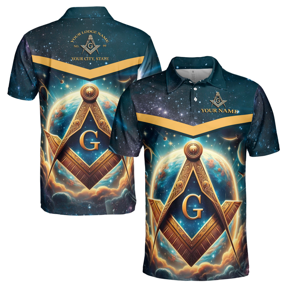 Personalized Freemasonry Mason Galaxy Men's Polo Shirt S-5XL - FUKAMASONIC