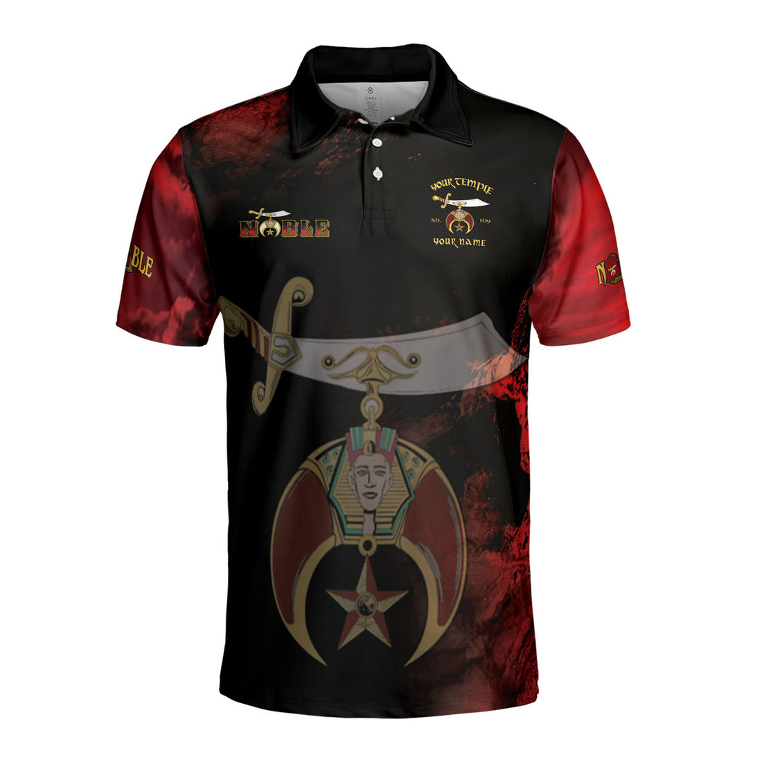 Customized Grunge Noble Shriners Dark Moon Men's Polo Shirt S-5XL - FUKAMASONIC