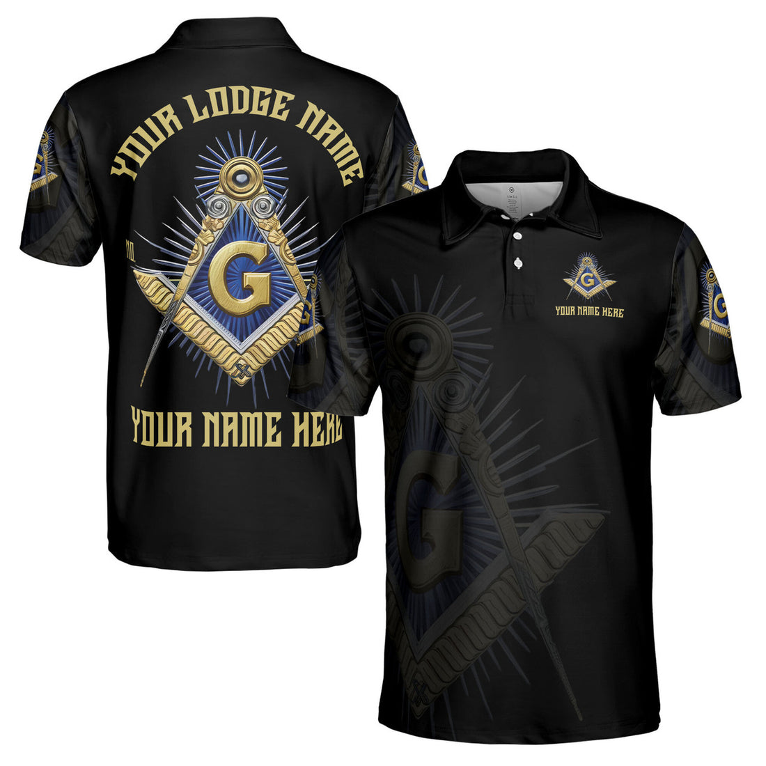 Personalized Freemasonry Master Mason Golden Men's Polo Shirt S-5XL - FUKAMASONIC