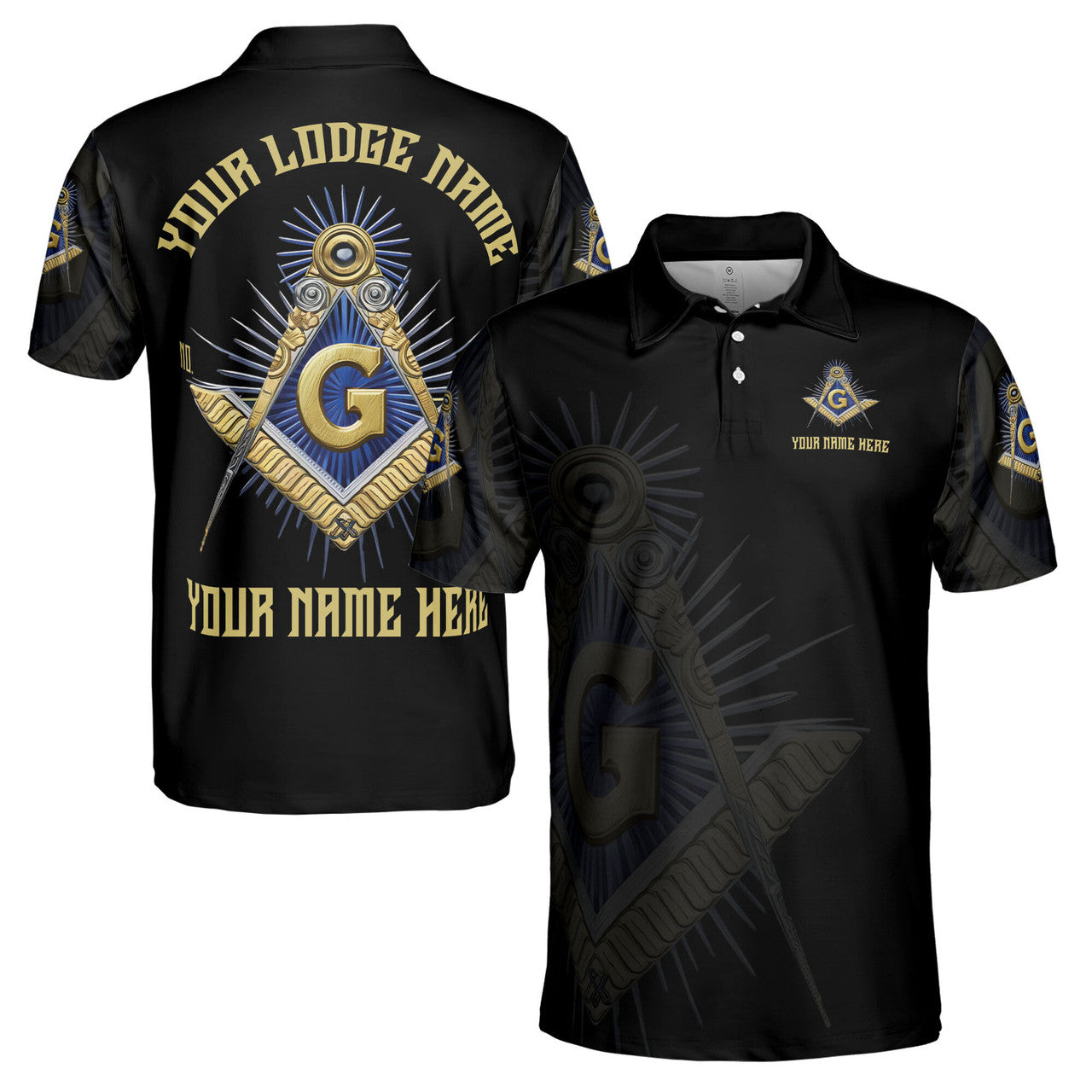 Personalized Freemasonry Master Mason Golden Men's Polo Shirt S-5XL - FUKAMASONIC