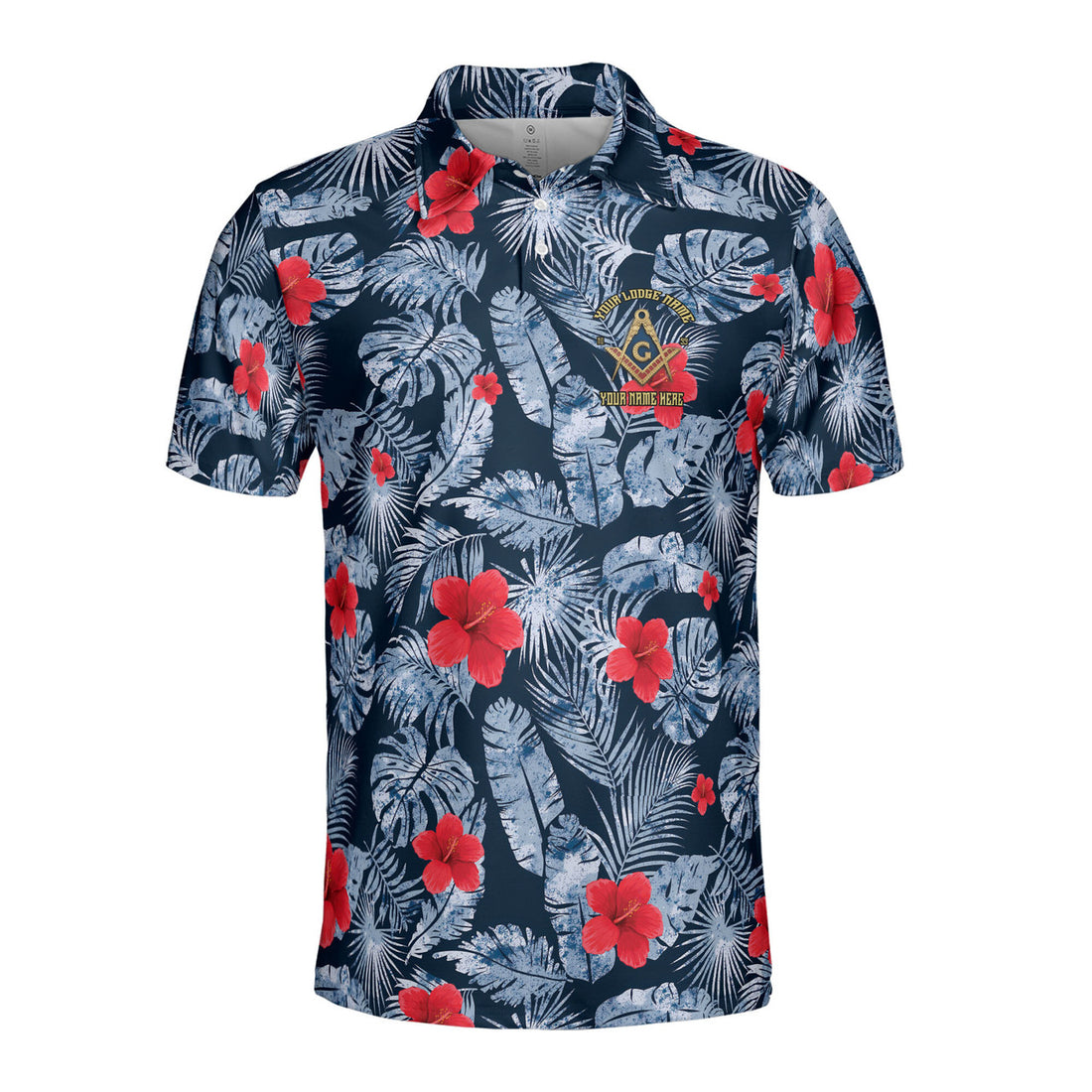 Personalized Masonic Freemasonry Ice Palm Leaf Patten Men's Polo Shirt S-5XL - FUKAMASONIC