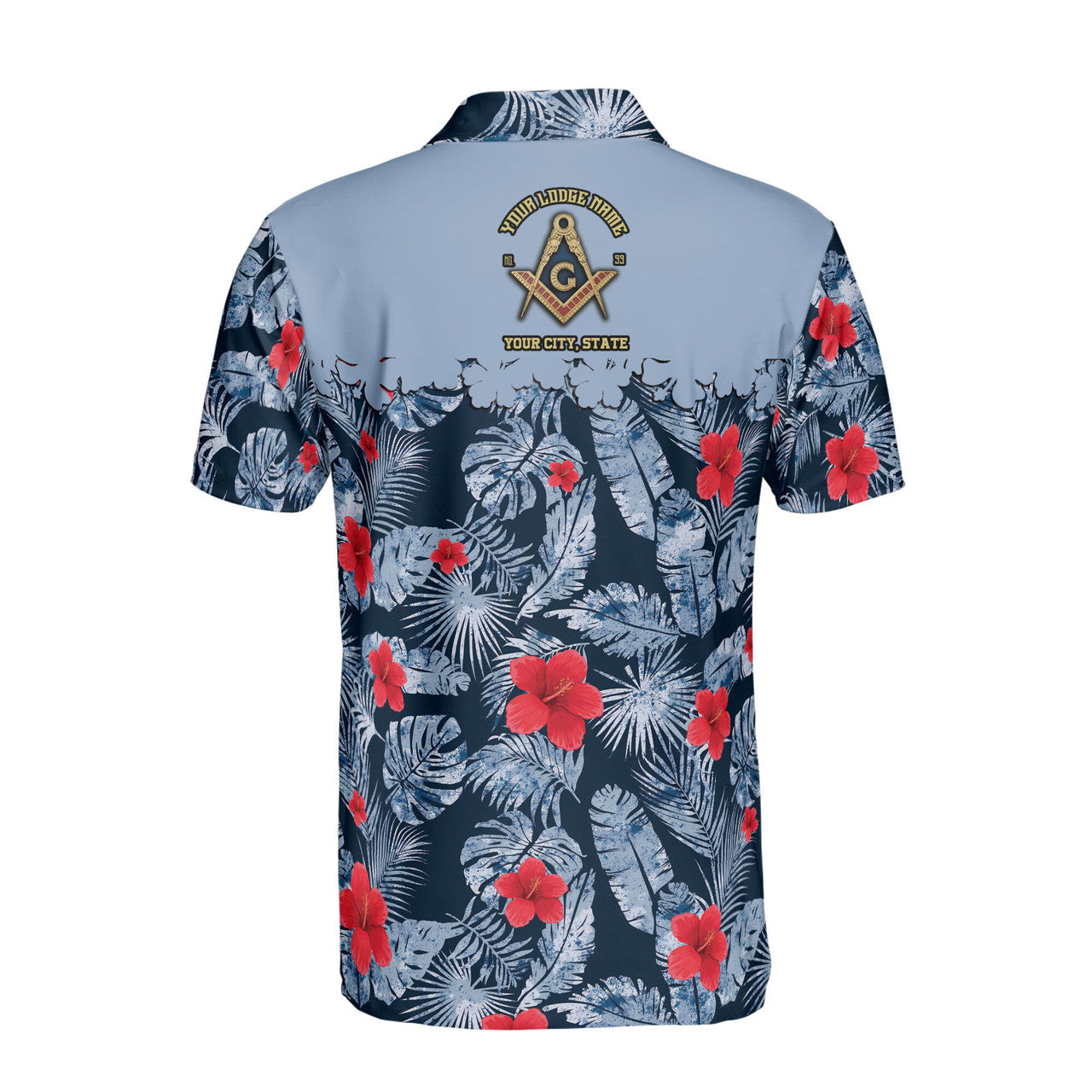 Personalized Masonic Freemasonry Ice Palm Leaf Patten Men's Polo Shirt S-5XL - FUKAMASONIC