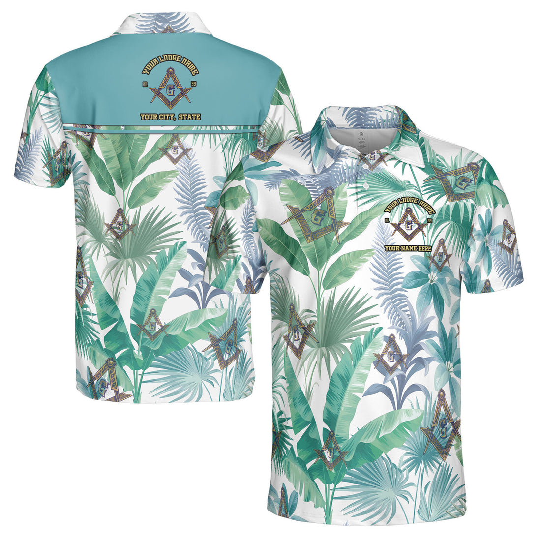 Personalized Freemasson Tropical Palm Leaf Men's Polo Shirt S-5XL - FUKAMASONIC